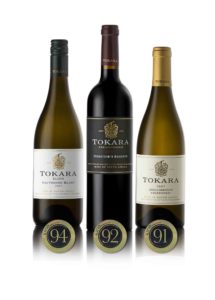 TOKARA Stellenbosch Chardonnay 2007, TOKARA Elgin Sauvignon Blanc 2007, and TOKARA Director’s Reserve red blend 2007