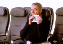 Screen: Making flights funny! Rowan Atkinson