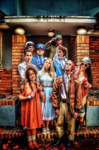 Urinetown Top Brandon Jones, Michael Fenn. Middle - Michael Strydom, Mika Calitz, Jeanni Heyns Bottom Kyra Gladwin, Zoe Mclaughlin, Thinus Viljoen, Nicolette Fernandes. Picture: Madevu Entertinment 