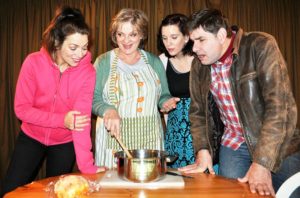 Mother Clara (Petra Baker) stirs up a storm with Beverley (Robin Botha , Ruth (Tania Lemme) and Jimmy (Thomas van Niekerk) in The Milnerton Players' Miracle on South Division Street