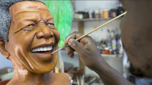 Lungelo Gumede waxwork sculptor has created a series of sculptures of Nelson Mandela the South African President from his youth, his presidency and retirement.