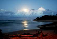 Valentine’s Day romantic destinations Tofo Beach at night